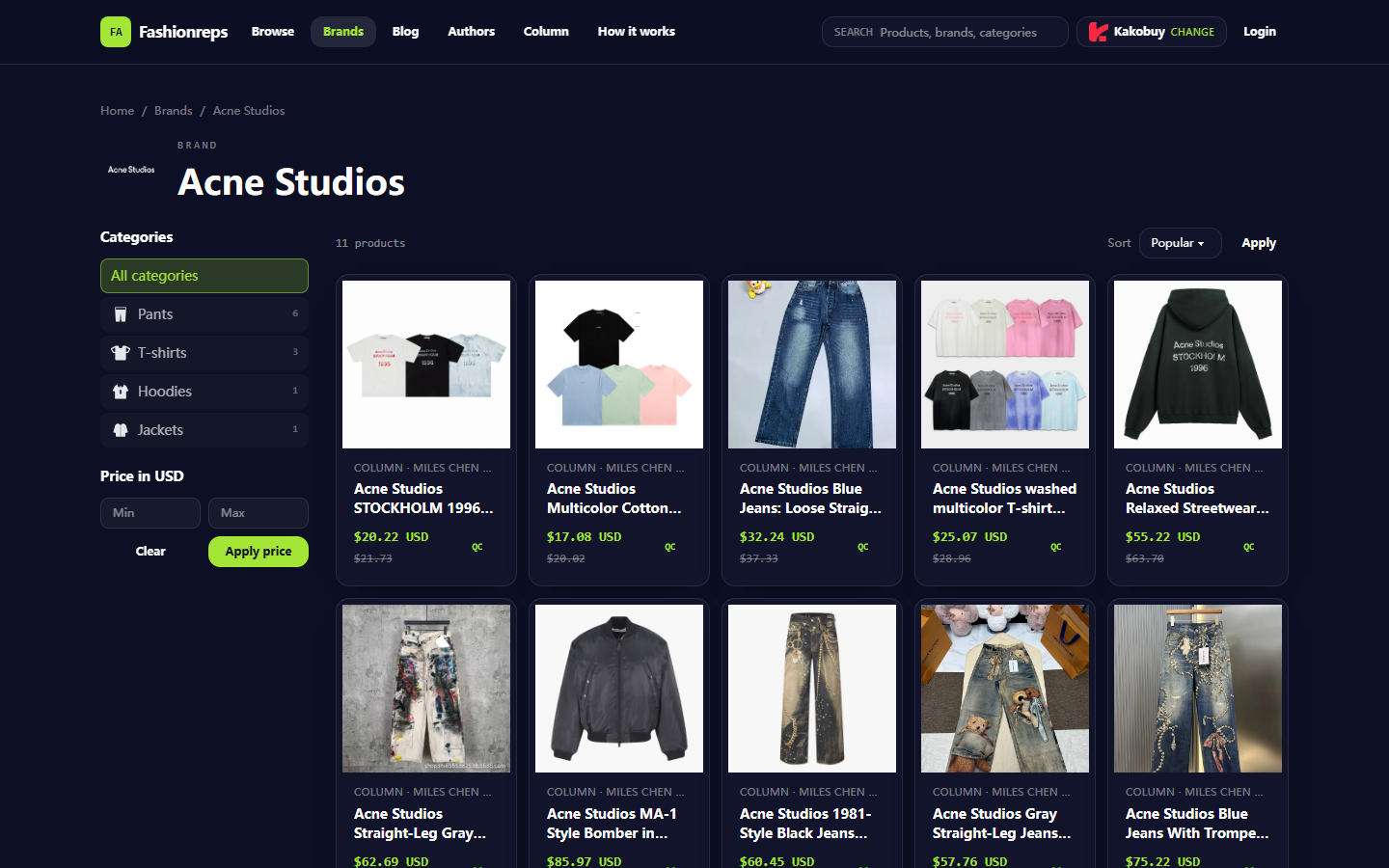Troubleshooting Acne Studios Size Submission Issues